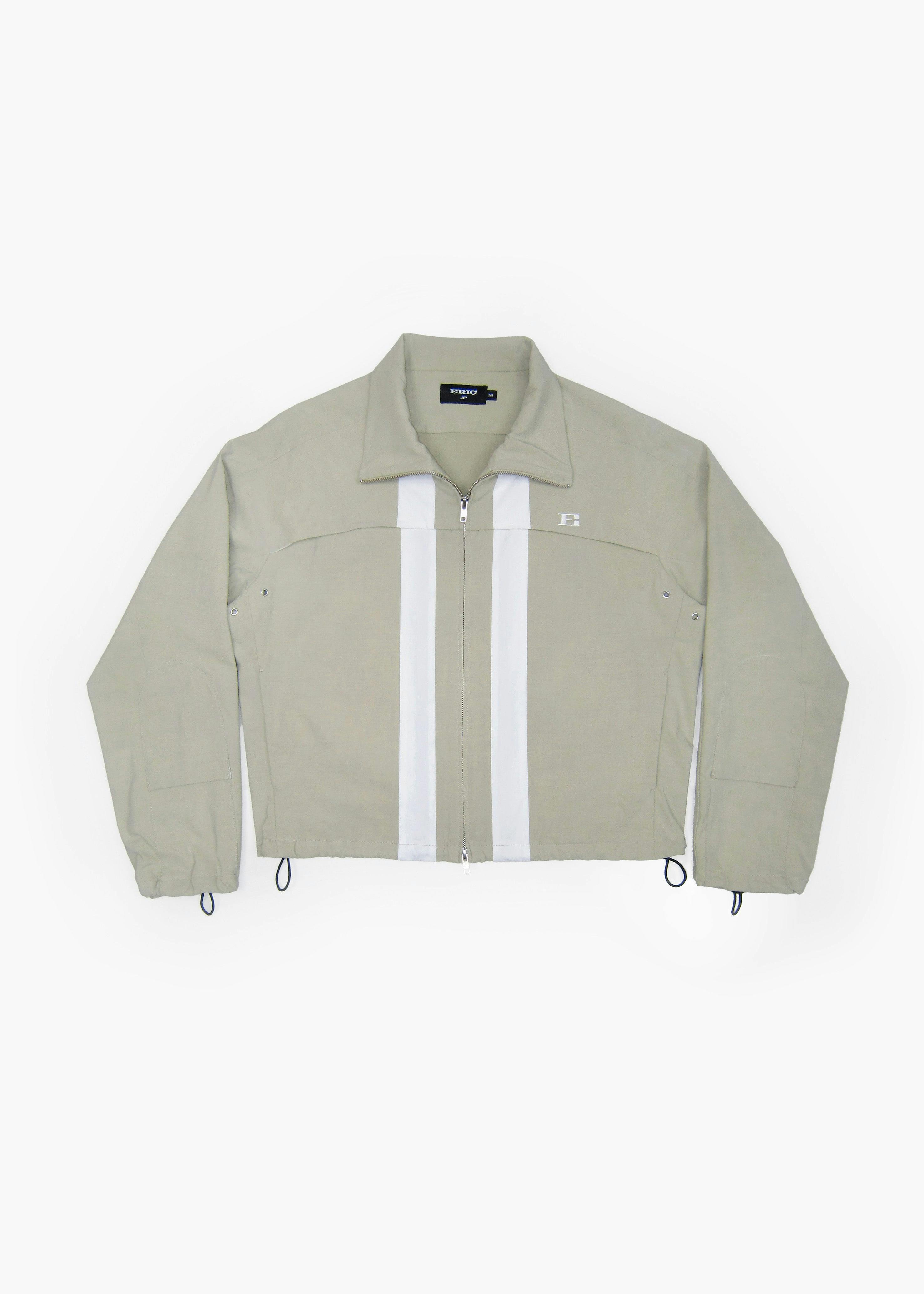 Striped Zip Jacket in Khaki