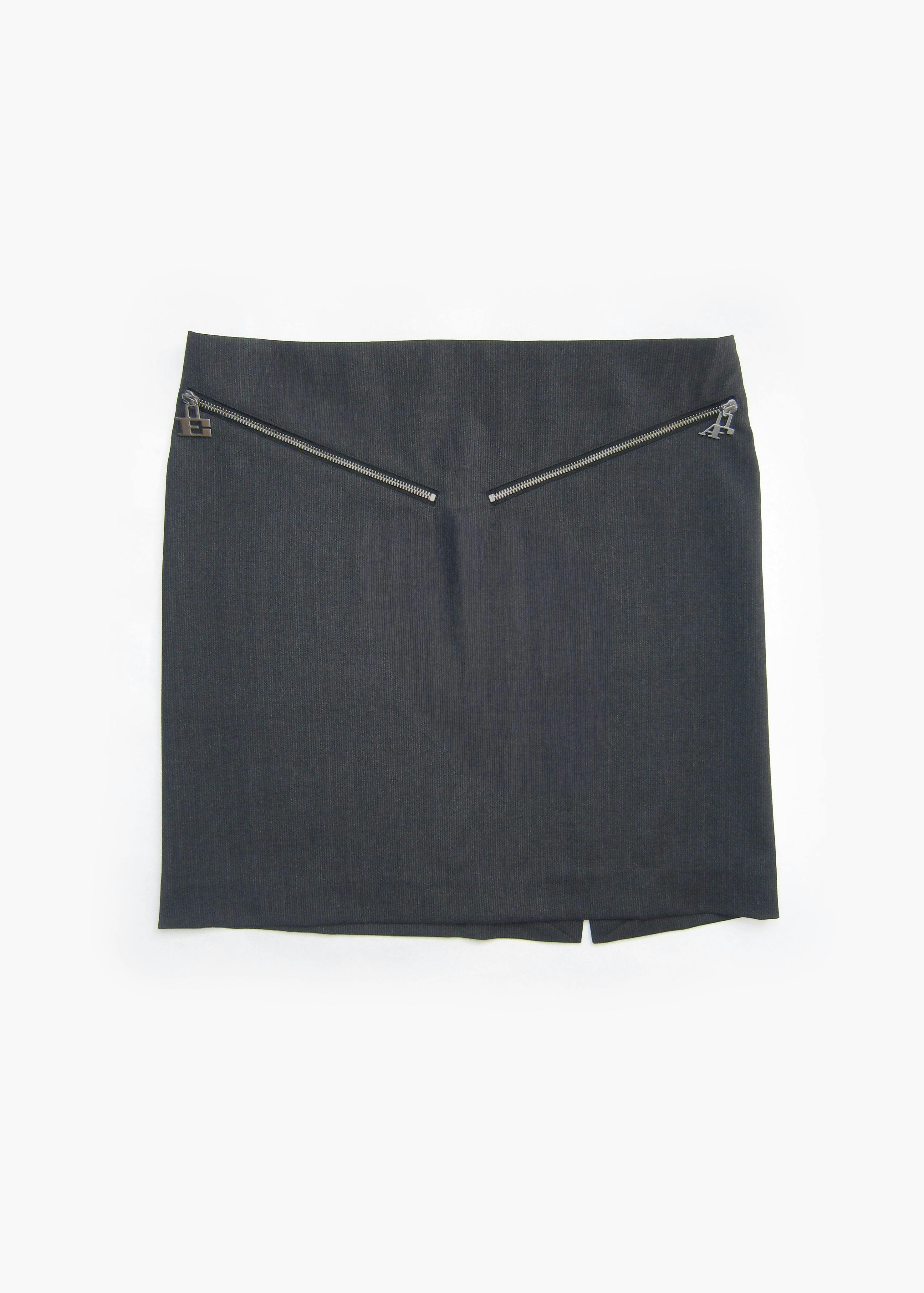 Zip Wrapped Skirt in Graphite Pinstripe