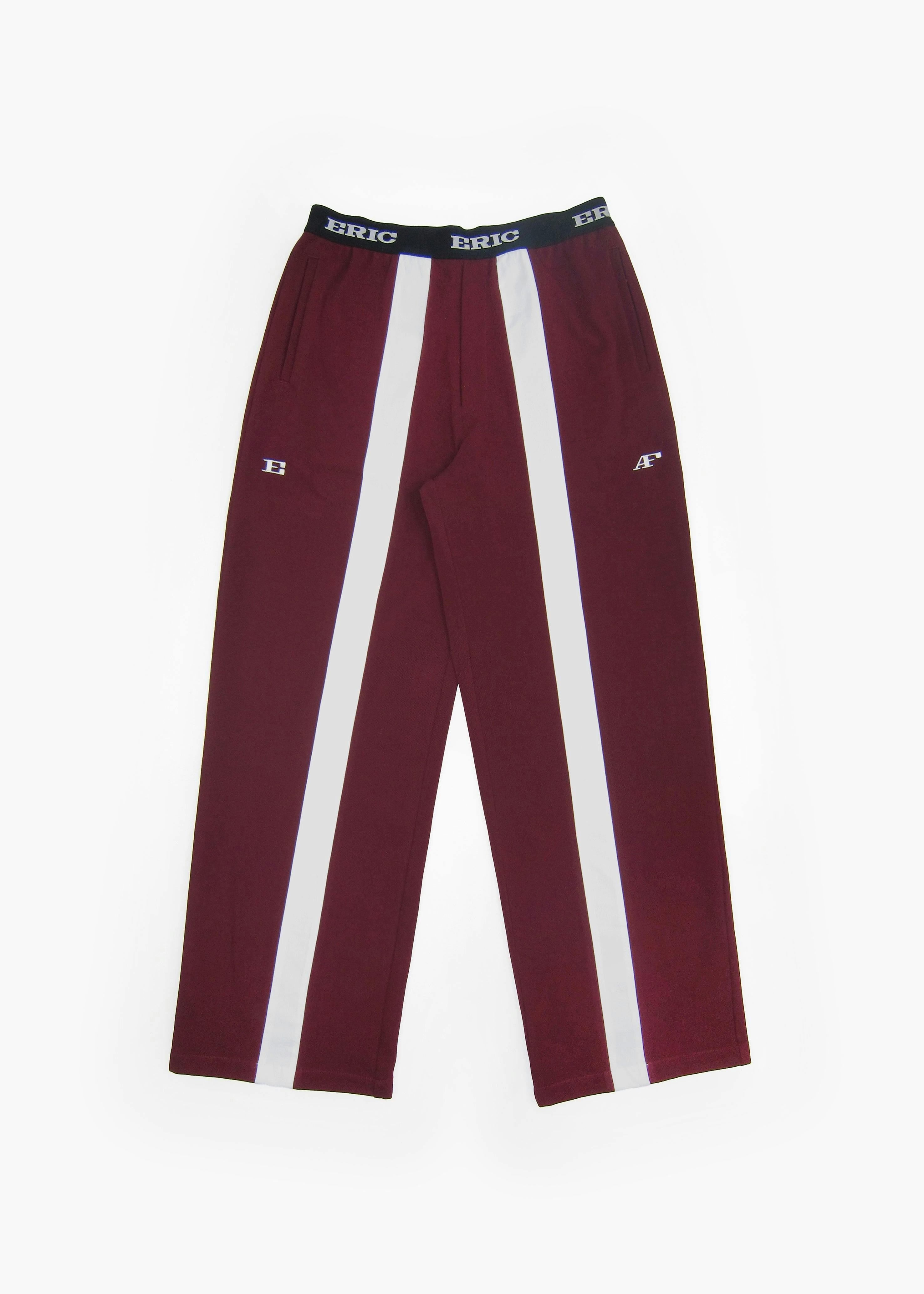 Striped Jersey Track Pants in Burgundy